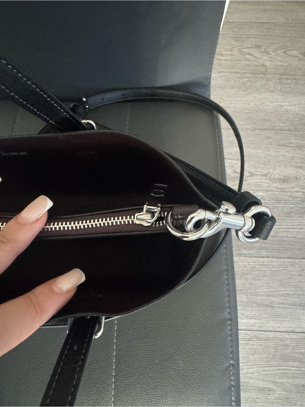 Coach Black Pebbled Leather Tote with Removable Crossbody Strap - Picture 10 of 12
